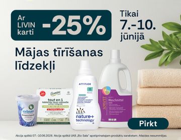 -25% atlaide mājas tīrīšanas līdzekļiem: veļas mazgāšanas līdzekļiem, tīrīšanas līdzekļiem, trauku mazgāšanas līdzekļiem | Akcija