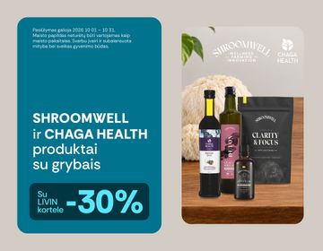 -30% „Chaga Health„ ir „Shroomwell“ produktams | Akcija
