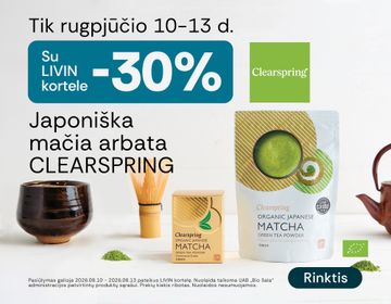 –30% ekologiškai „Clearspring“ matcha arbatai| Akcija