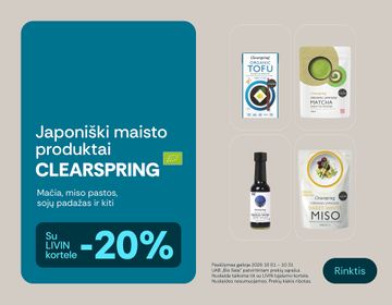 -20% atrinktiems ekologiškiems maisto produktams „Clearspring“ | Akcija