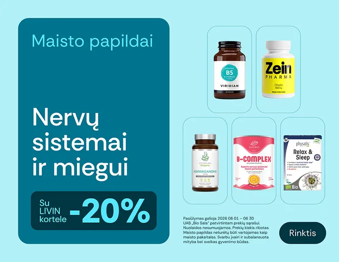 NERVŲ SISTEMOS VEIKLAI: -20% nuolaida maisto papildams | Akcija