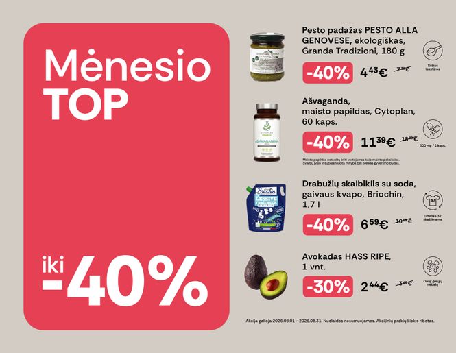 TOP didžiausios rugpjūčio mėnesio nuolaidos | Akcija
