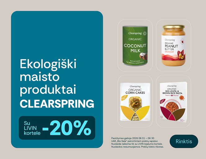 -20% atrinktiems ekologiškiems maisto produktams „Clearspring“ | Akcija
