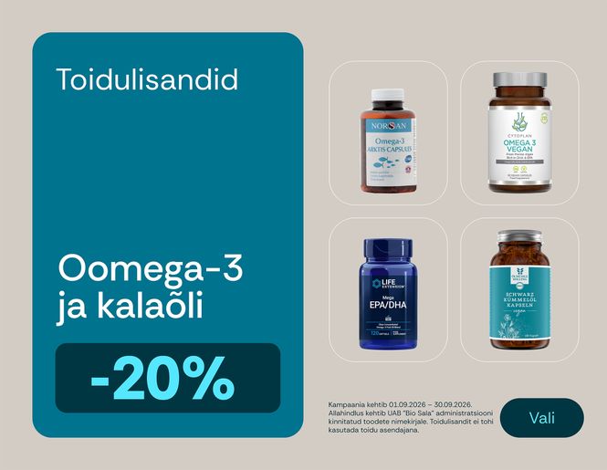 -20% kalaõlidele ja muudele Oomega-3-rasvhappeid sisaldavatele toidulisanditele | Pakkumised