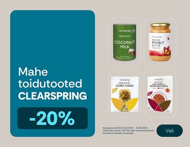 -20% valitud ökoloogilistele toidutoodetele Clearspring | Kampaania