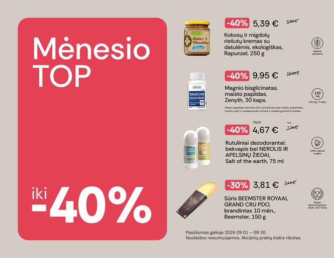 TOP didžiausios rugsėjo mėnesio nuolaidos | Akcija