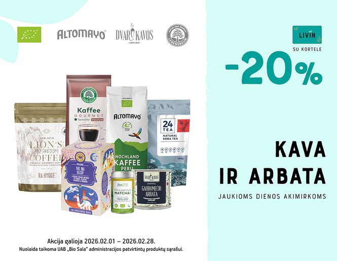 -20% kavai ir arbatai| Akcija