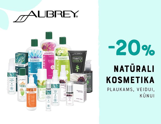 -20% natūraliai kosmetikai „Aubrey“ | Akcija