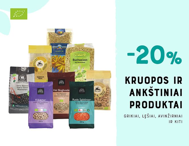 -20% ekologiškoms kruopoms ir ankštiniams produktams | Akcija