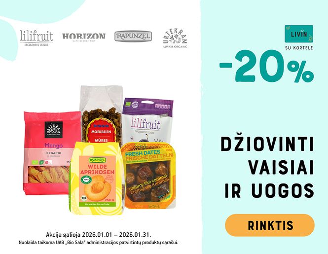 -20% džiovintiems vaisiams, uogoms ir daržovėms | Akcija