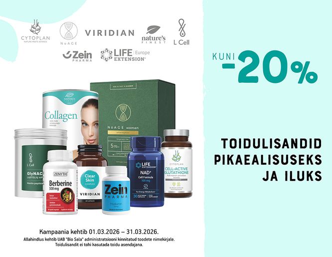 Kuni -20% ILU ja VANANEMISVASTASTELE toidulisanditele | Kampaania