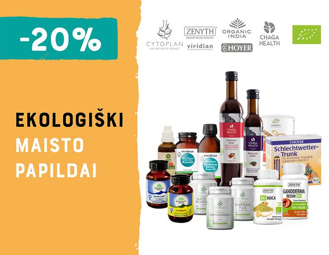 -20%  ekologiškiems maisto papildams | Akcija