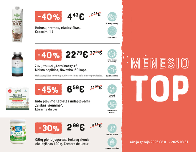 TOP didžiausios rugpjūčio mėnesio nuolaidos | Akcija
