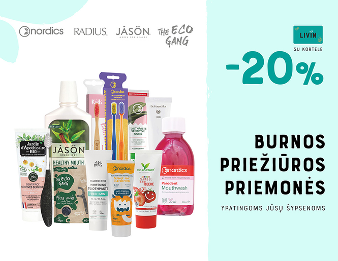 -20% nuolaida burnos priežiūros priemonėms! | Akcija
