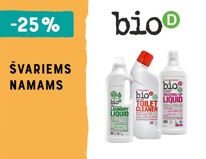-25% švaros prekėms „bio-D“ l Akcija